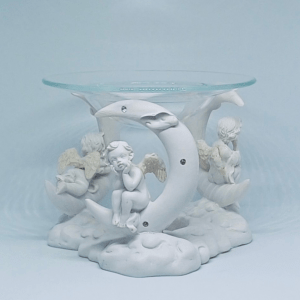 Cherub and Crescent Moon Oil Burner