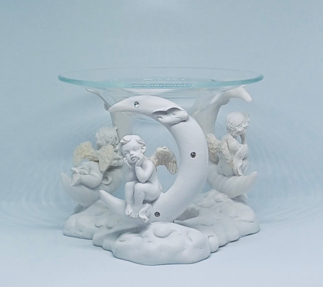 Cherub and Crescent Moon Oil Burner Cherub and Crescent Moon Oil Burner