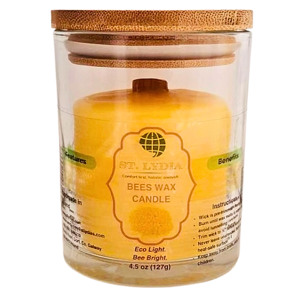 STL Bees Wax Pure 100% Bees Wax Wooden Wick Candle